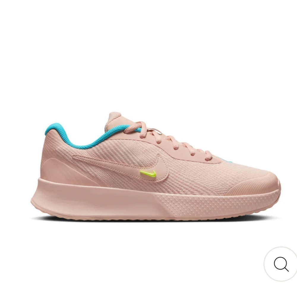 Nike Women's Pink Athletic Sneakers with Teal and Neon Yellow Accents